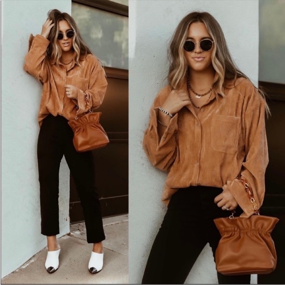 Vici Kamryn Corduroy Pocket Button Down Top Shacket - Picture 6 of 9